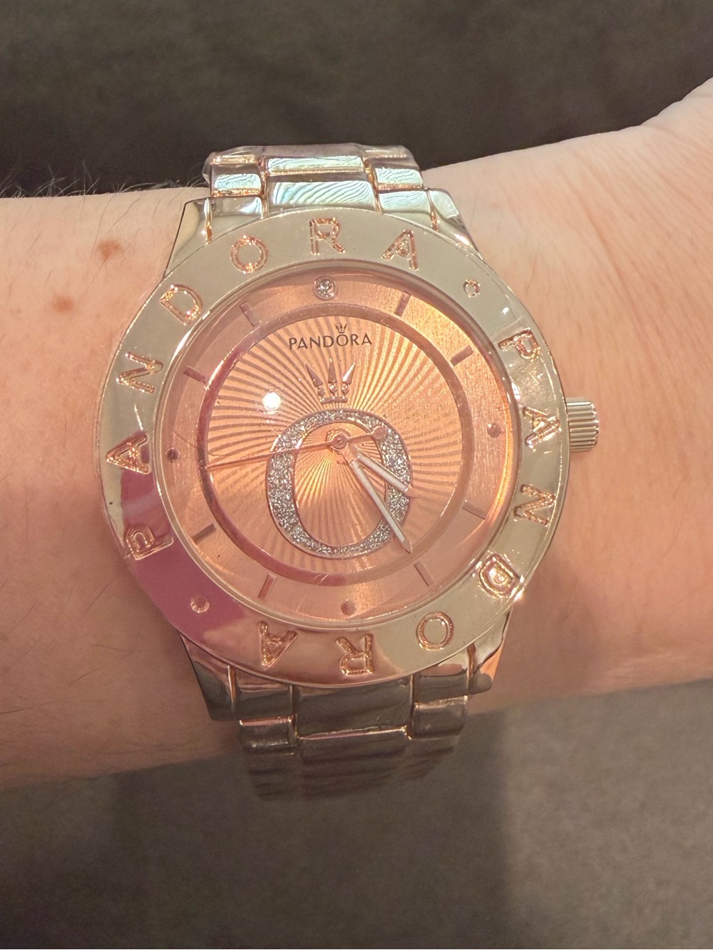 Pandora Rose-Tone Crystal Accented Bracelet Watch